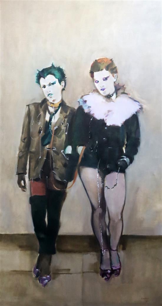 § Norman Kirkham R.G.I. (Scottish b.1936) Punk Rockers 78 x 42in.